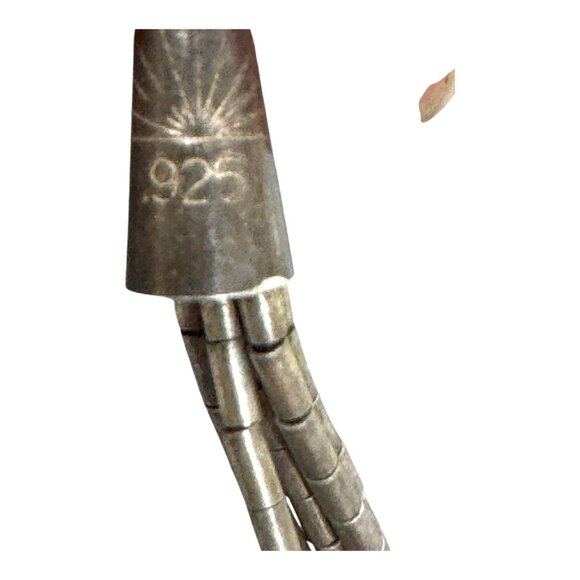 Vintage Sterling Rising Sun Turquoise Heishi Liquid Silver 5 Strand Necklace 925 - Picture 3 of 8